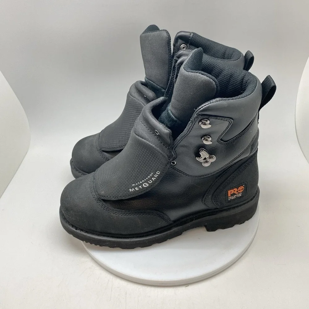 Timberland Pro Met Guard Work Boots Mens 9 M Steel Toe Black Leather 53530 WP